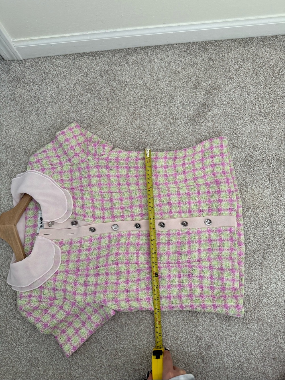CHANEL Pink & Light Green Tweed Short-Sleeve Blouse - Picture 7 of 7